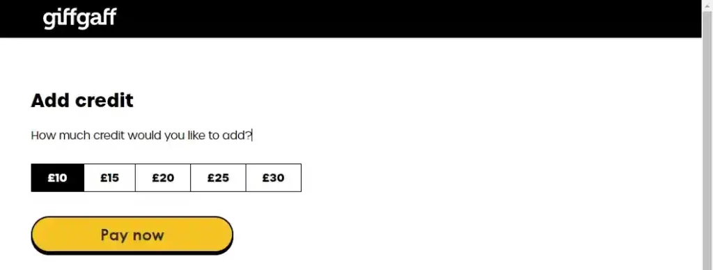 giffgaff add credit
